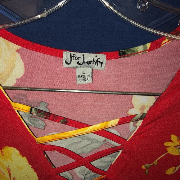 Red and yellow floral cross cross low cut dress - Picture 2 of 3